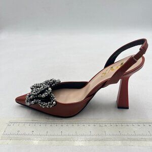 FYS Brown Slip on Pointed Toe Slingback Sandals D'Orsay Pumps Butterfly Shoes